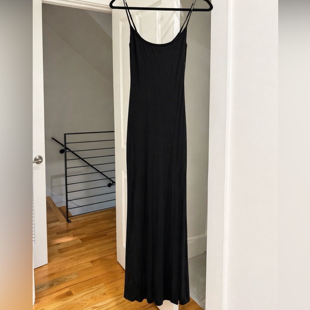 SKIMS Black Slip Maxi Dress with Thin Straps